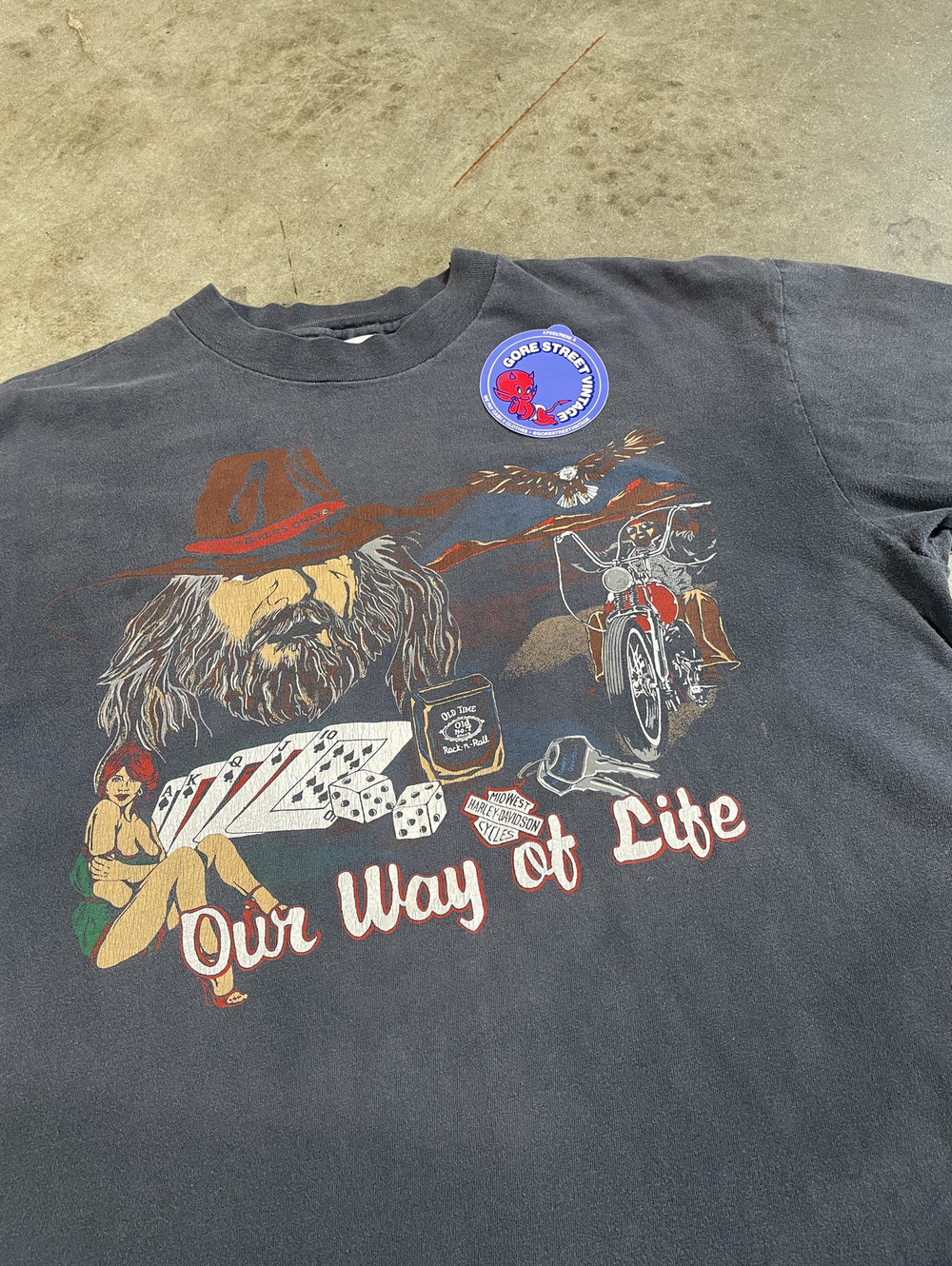 Vintage 80s Faded Harley Thrashed Distressed Tee XL 22x27